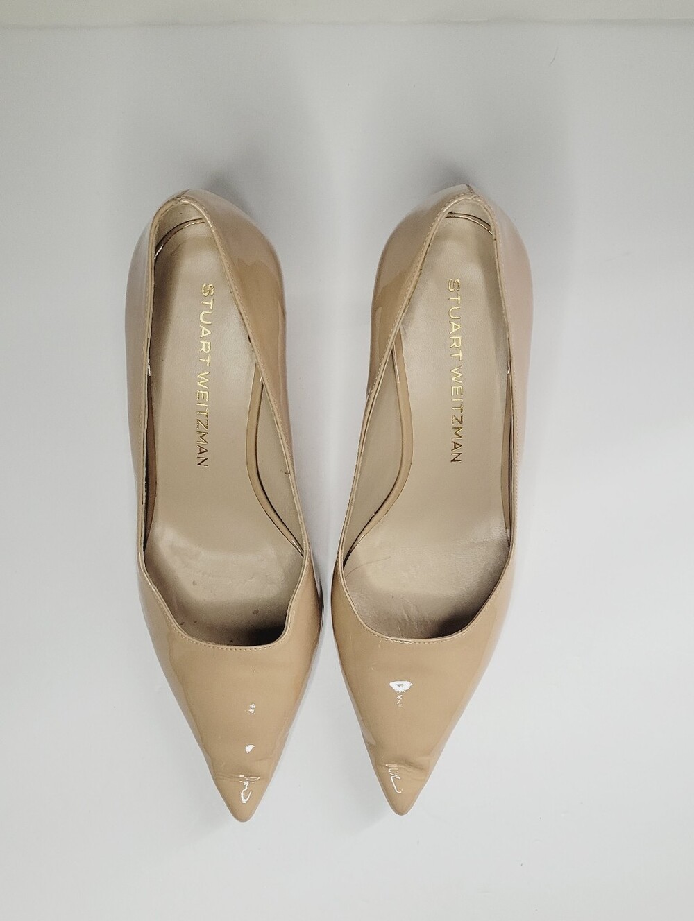 Stuart Weitzman Nude Beige Pumps Leather Pointed Toe Women's Size 8B Classic